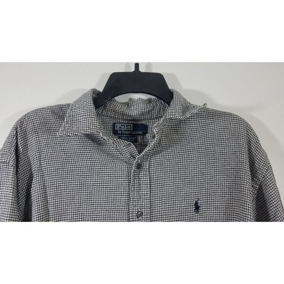 Polo Ralph Lauren Mens Size Large Shirt Houndstooth Button-Down Flannel Cotton - Picture 2 of 13